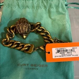 Kurt Geiger Antique Gold-Tone Chunky Chain Bracelet with Decorative Heart Clasp